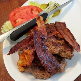 Double bacon burger no bun