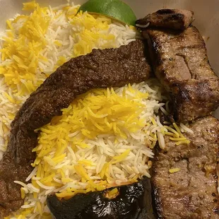 Beef Soltani (tough) with Beef Kobideh