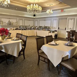 Buffet area to the left