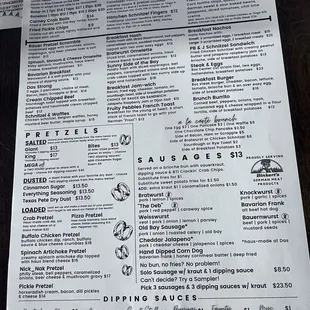 Brunch menu