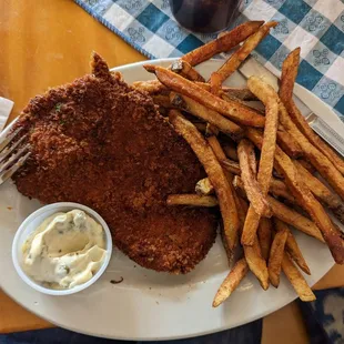 Schnitzel with lemon caper aioli