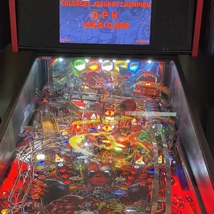 a close up of a pinball machine
