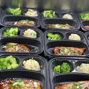 Teriyaki grilled Salmon meal prep