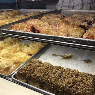Pastries/danish case - $4 per item huge portion - lots of choices in flavors - cheese, cherry, apricot, strawberry, raspberry and more