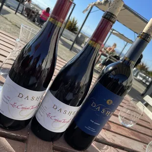 Our 3 bottles to sip on for 7 people. Could&apos;ve went for a 4th, but wasn&apos;t THAT kind of day.
