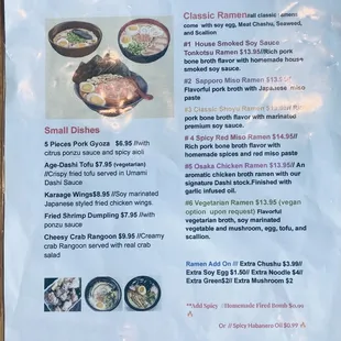 menu, sushi and sashimi