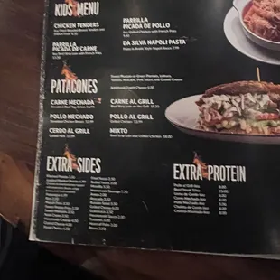 Kids menu