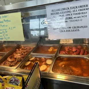 Ready made food such as wings, sausage, potatoes etc...
