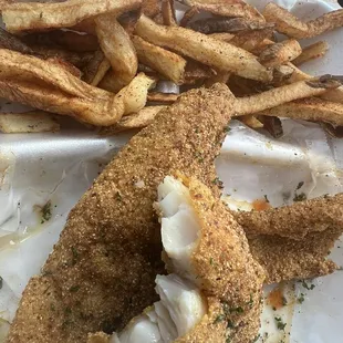 Fried fish &amp; French fries  Each bite was packed with flavor