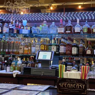 a bar filled with liquor