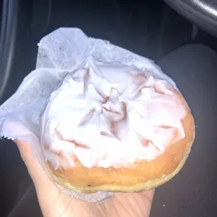 Strawberry filled vanilla icing