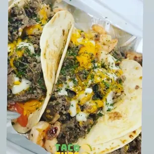 Tuesday&apos;s special. Surf and turf tacos.