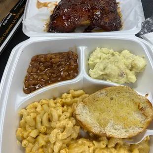 Mac&amp;Cheese, Bbq ribs, baked beans, potato salad. Thursday Special.