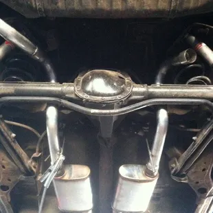 True duals with Magnaflows and tailpipes. El Camino.