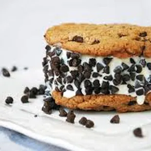 a chocolate chip cookie ice cream sandwich