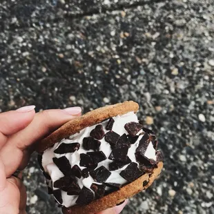 Homemade chocolate chip ice cream sammy