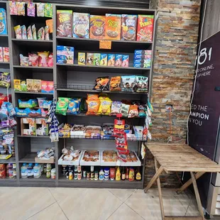 a display of snacks and snacks