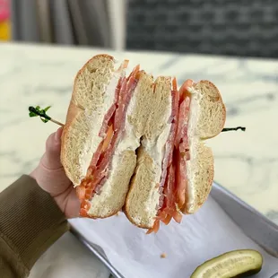Lox, Bagel and Schmear of Cream Cheese Sandwich