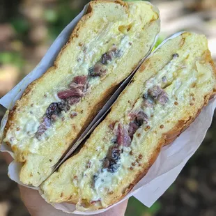 Pastrami, Egg and Cheese on Brioche