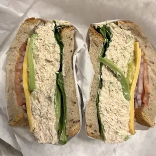 Yum! Tuna on rye with the with all the fix-ins.