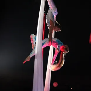 Davangie performing an aerial silk duet at the Moscow International Circus