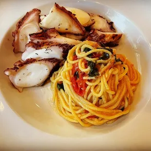 Grilled Octopus with side of Spaghetti