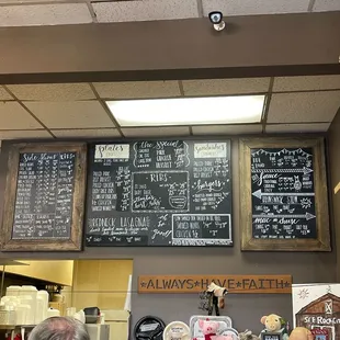 menus on the wall