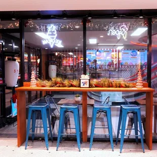 Extra seating areas inside and outside