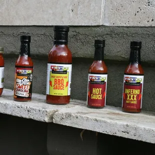 Chef David's Hot Sauces; purchase online www.fattyandskinnybrand.com available at Daveeds Culinary Kitchen | Madeira
