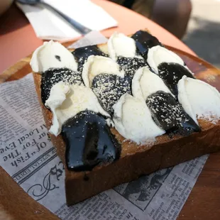 Black sesame and cream cheese toast