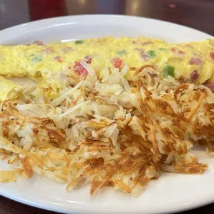 Western Omelet,hash browns, biscuit,