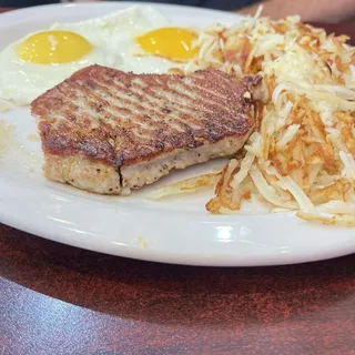 Pork Chop with 2 Eggs