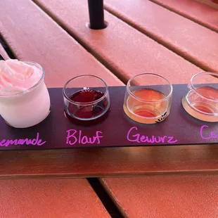 Wine flight plus boozy ice cream