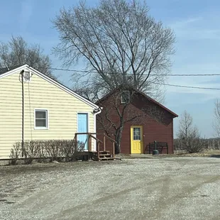 a truck parked in front of a house