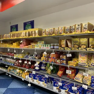 shelves of food