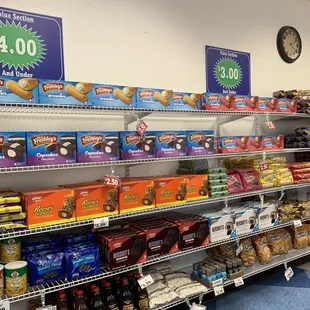 shelves of food and snacks