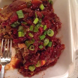 Loaded baked potato with chopped beef