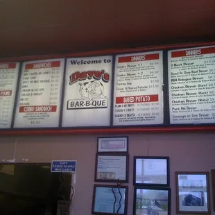 Dave's BBQ menu