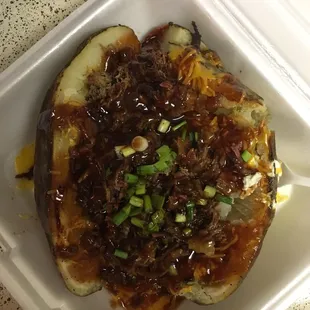 Loaded baked potato with chopped beef