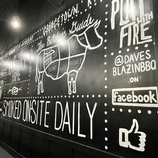 a blackboard with white lettering