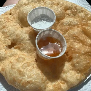 Fry Bread with powdered sugar and honey, 4.00  August 2022