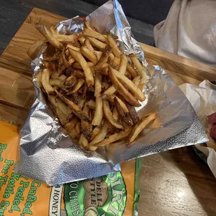 Regular-size fries and a bag of chips