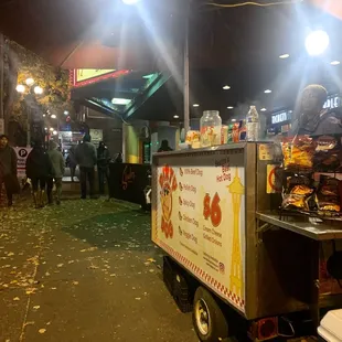 a food cart at night