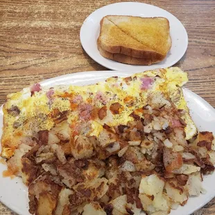 3 meat Omelette and American fries