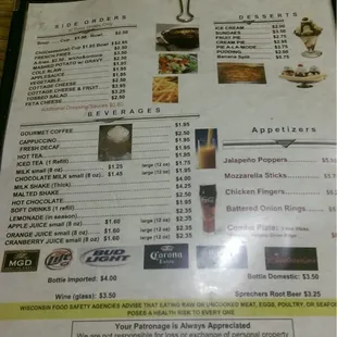 sushi and sashimi, menu