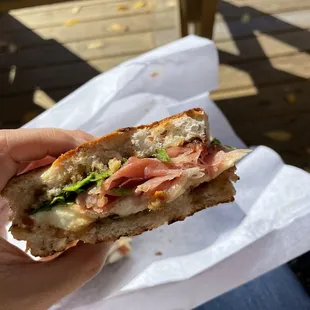 Prosciutto &amp; Fig sandwich on toasted focaccia