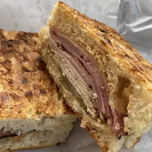 Cubano on focaccia (grilled)