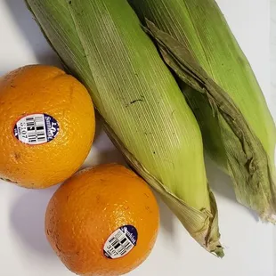 corn and oranges