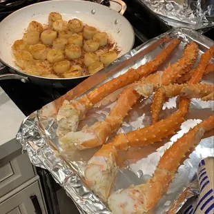Scallops &amp; king crab legs from Dave's!