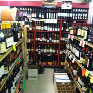 shelves of wine